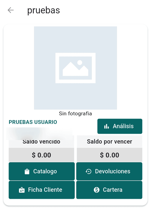 App Nexus mostrando la ficha de un cliente en campo