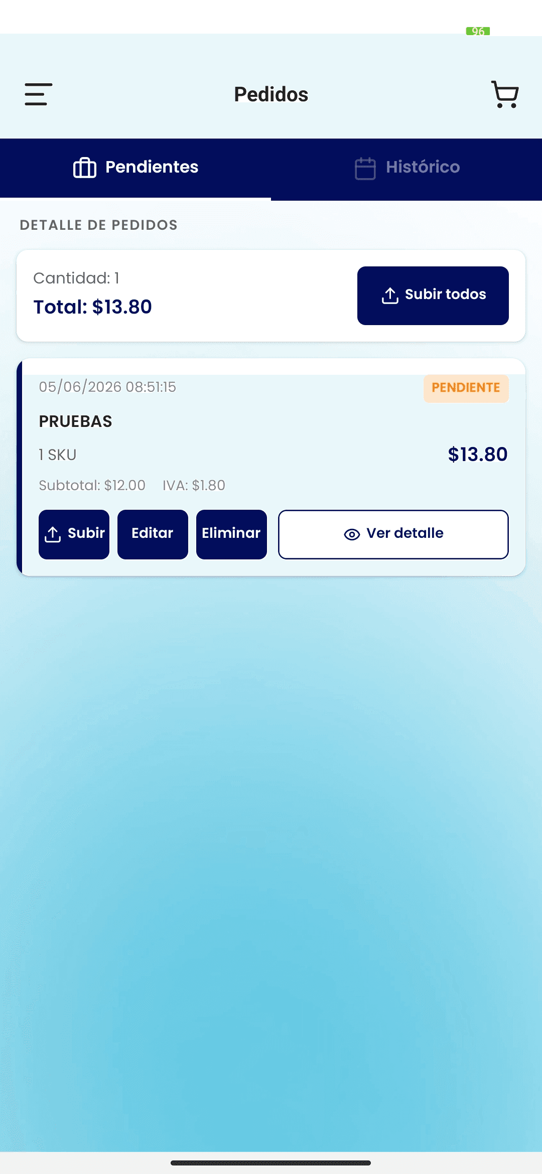 Toma pedidos en el punto de venta