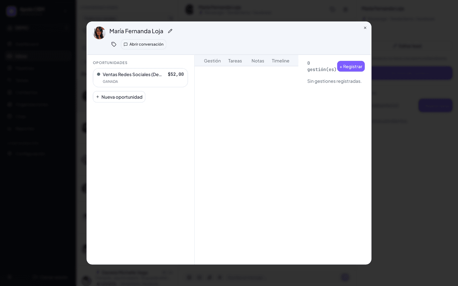 Ficha del contacto